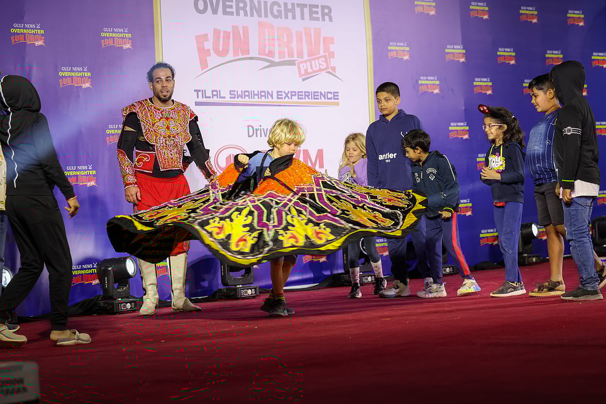 Kids trying Tanoura dance during the 43rd Gulf News Overnighter Fun Drive. Photo: Virendra Saklani/Gulf News
