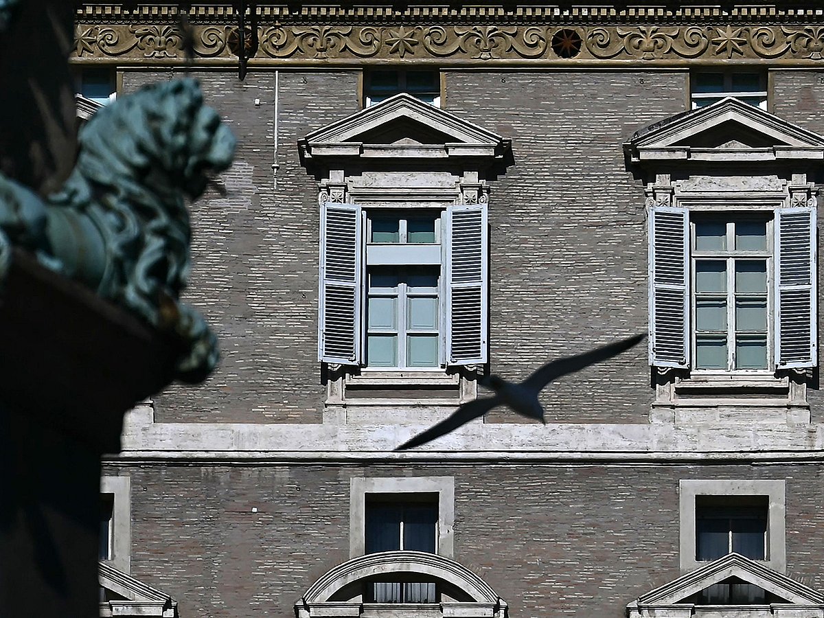 The window of the apostolic palace overlooking St Peter's square remains closed in The Vatican as Pope Francis is hospitalised.