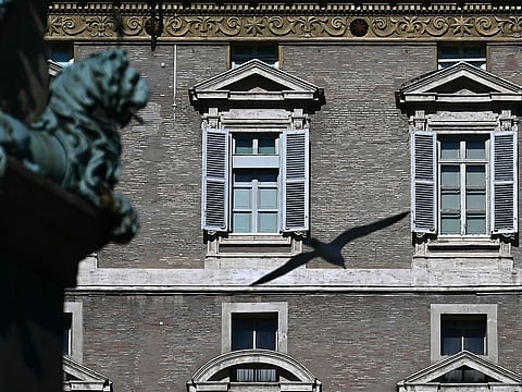 The window of the apostolic palace overlooking St Peter's square remains closed in The Vatican as Pope Francis is hospitalised. 