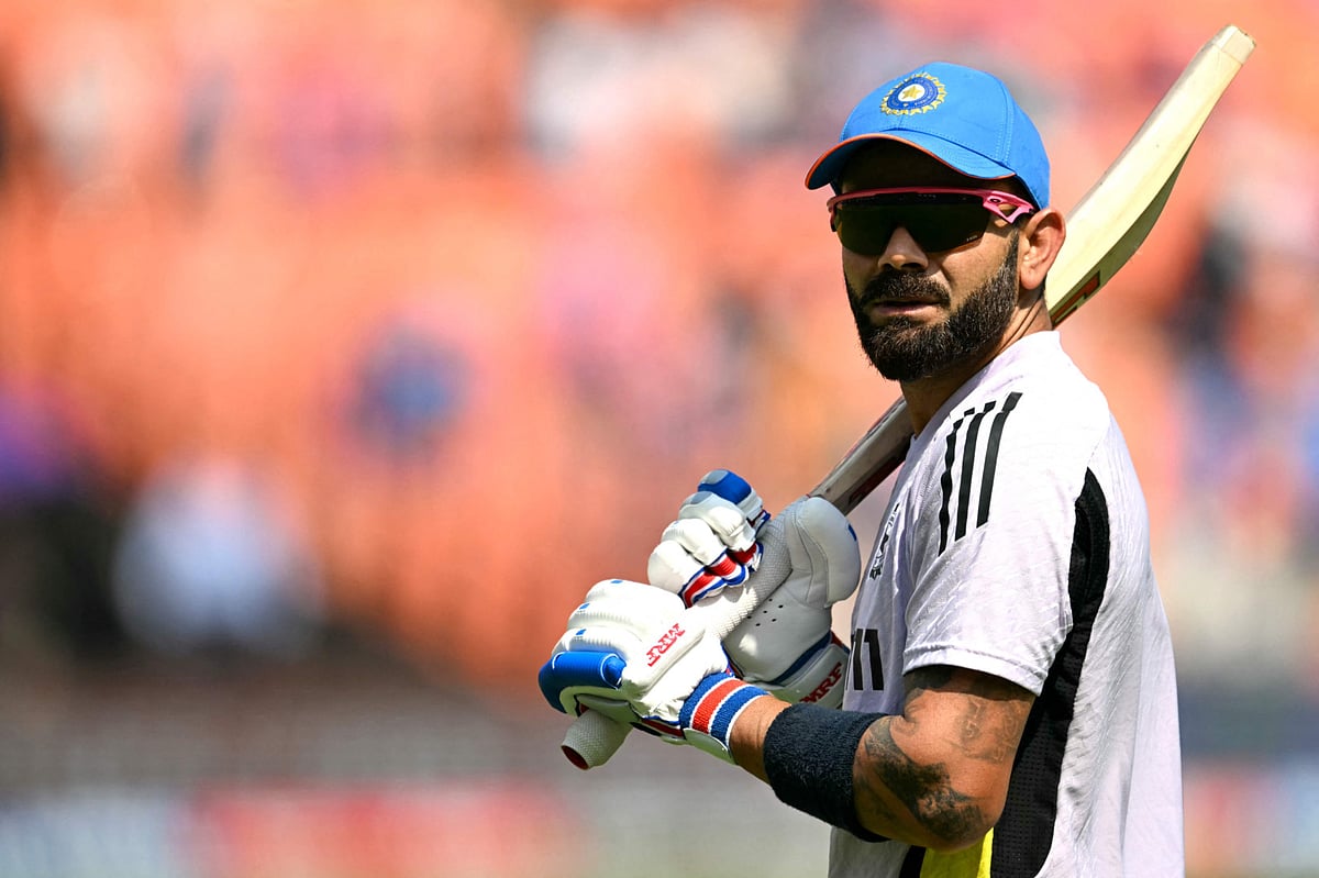 VIrat Kohli during a nets session.