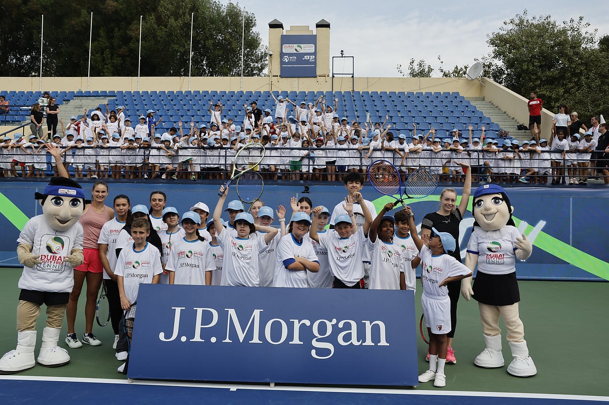 Two-time Grand Slam doubles quarter-finalist Alexandra Panova and Hungarian playing partner Fanny Stollar held the clinic at a side-court as part of the annual JP Morgan Kids’ Day.