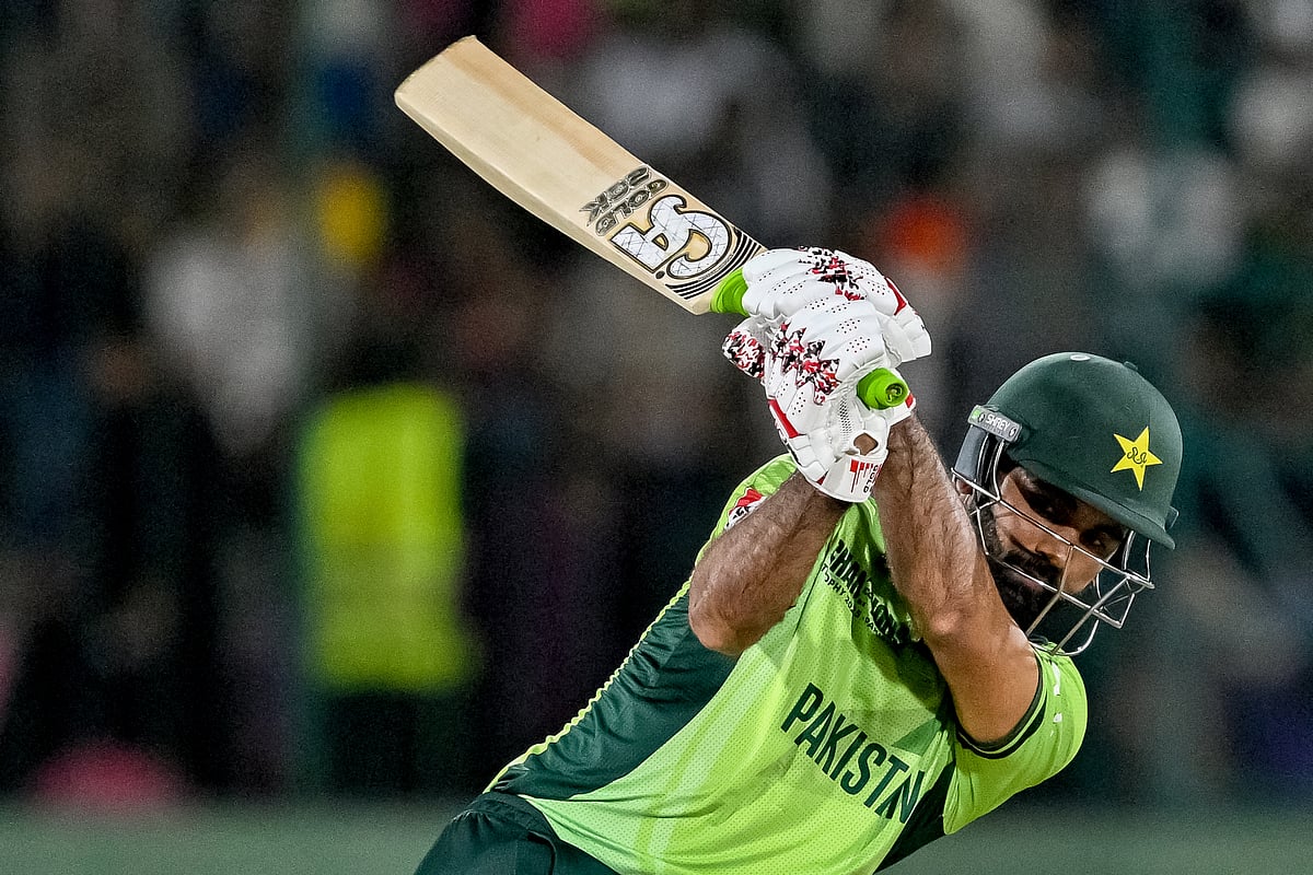 Pakistan's Fakhar Zaman in action during the ICC Champions Trophy cricket match against New Zealand at the National Stadium in Karachi on February 19.