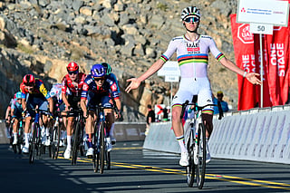UAE Team Emirates rider Tagej Pogacar powers into UAE Tour lead
