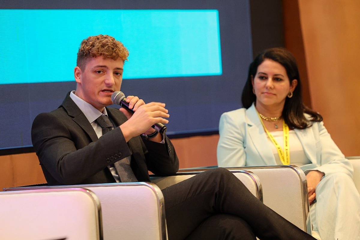 Jack Mouzer, COO of DART, and Inas Zamel, Head of Growth at Grow from Dubai, speaking at Gulf News' Invest UAE seminar