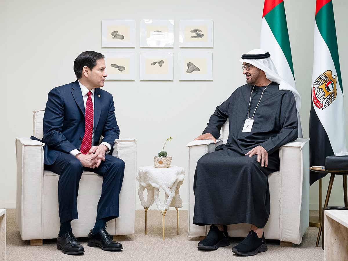 President His Highness Sheikh Mohamed bin Zayed Al Nahyan meets with US Secretary of State Marco Rubio at Adnec Centre in Abu Dhabi on Wednesday.
