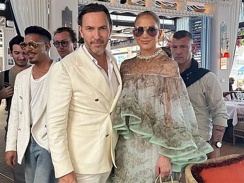 Jennifer Lopez with a fan in Dubai
