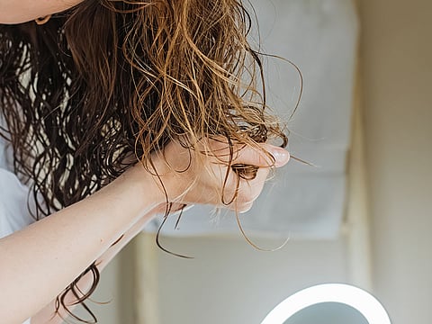 Wet hair is more fragile,  because water weakens the hydrogen bonds that provide strength and elasticity