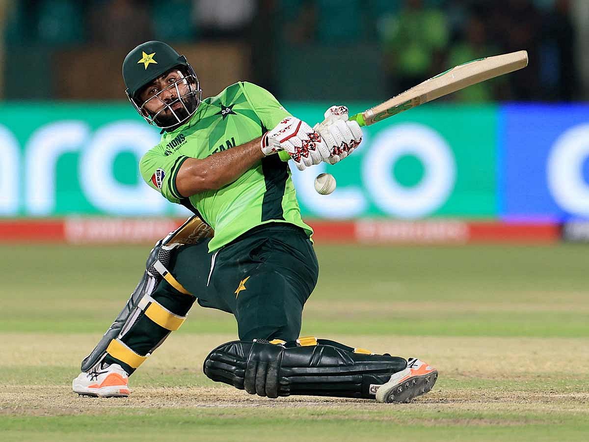 Pakistan's Khushdil Shah plays a shot during the ICC Champions Trophy 2025 - Group A match against New Zealand, at National Stadium in Karachi on Wednesday. 