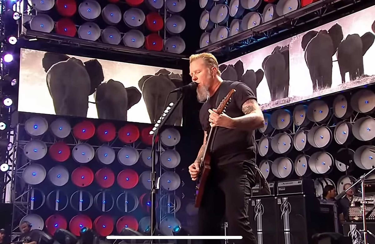 James Hetfield of Metallica during a performance of ‘Nothing Else Matters’, a song he felt shy of sharing with band members after writing it.