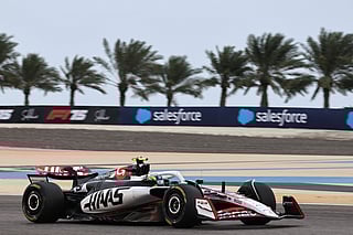 Haas F1 Team's British driver Oliver Bearman drives during the second day of the Formula One pre-season testing at the Bahrain International Circuit in Sakhir on February 27, 2025.