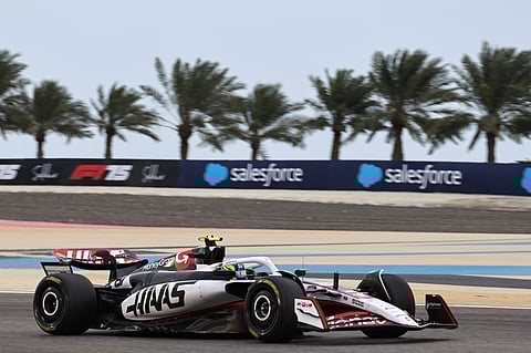 Haas F1 Team's British driver Oliver Bearman drives during the second day of the Formula One pre-season testing at the Bahrain International Circuit in Sakhir on February 27, 2025.