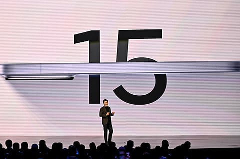 Lu Weibing, President of Xiaomi, introduces the Xiaomi 15 Ultra smartphone in Beijing on February 27, 2025.