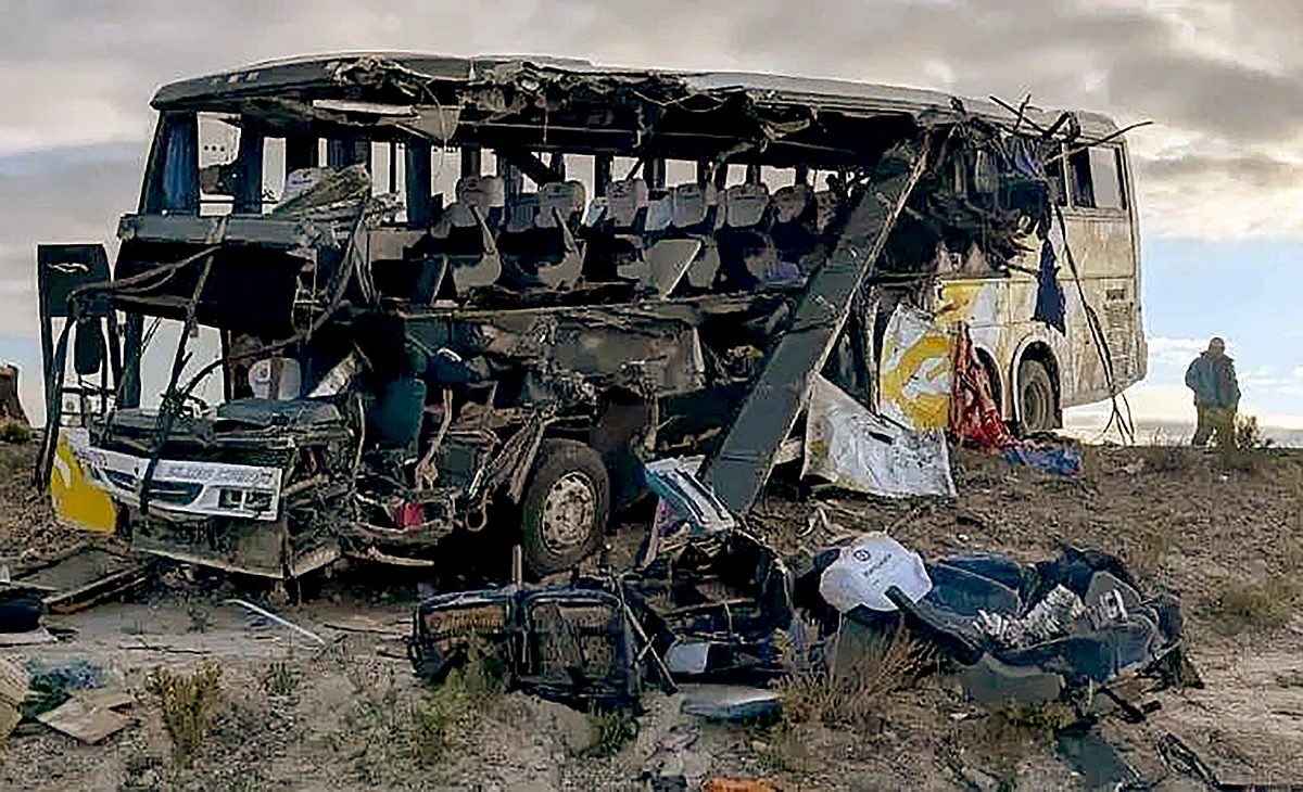 The accident occurred on a narrow two-way road early Saturday.