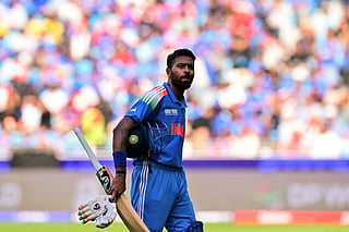 India's Hardik Pandya leaves the field afte being dismissed during the ICC Champions Trophy one-day international (ODI) cricket match between New Zealand and India at the Dubai International Stadium in Dubai on March 2, 2025.