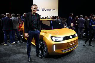Oliver Blume, CEO of German car manufacturer Volkswagen (VW) presents their new electric vehicle "ID. EVERY1" in Duesseldorf, Germany. File photo taken on March 5, 2025.