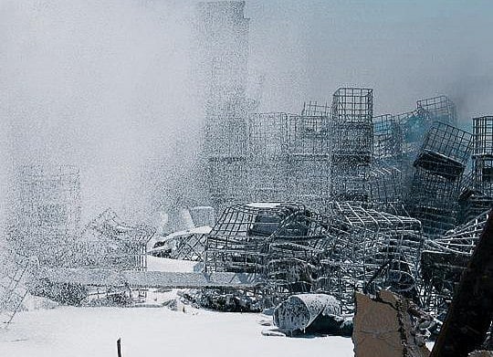 A view of the factory gutted in major fire in Umm Al Quwain.