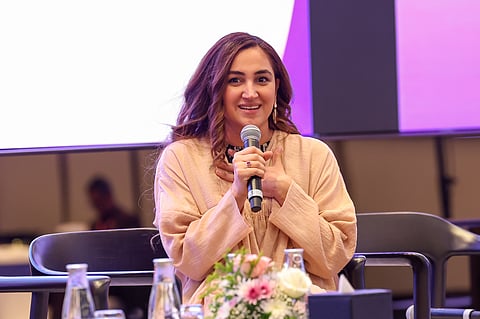 Ahlam Bolooki, CEO of the Emirates Literature Foundation, speaking at The Future Women Leaders Forum 