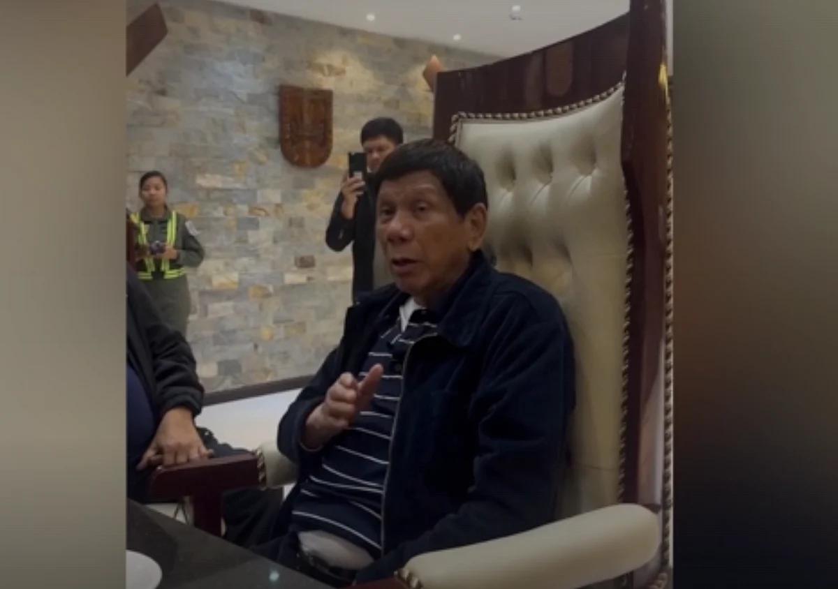 Former president Rodrigo Duterte following his arrest.