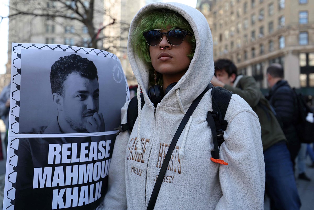 Pro-Palestinian protestors demonstrate in Lower Manhattan in New York City on March 10, 2025. 