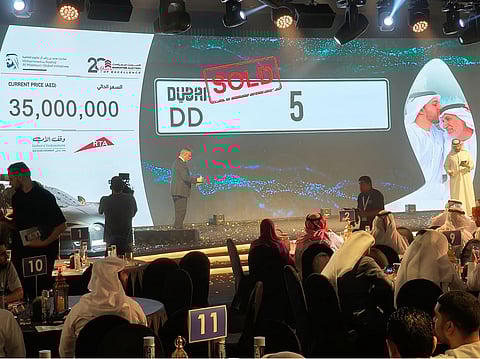 The coveted DD 5 going up for sale  at the ‘Most Noble Number’ charity auction heldin Dubai.