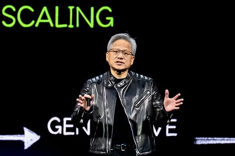 Nvidia CEO Jensen Huang at the Nvidia GTC AI Conference. File photo.