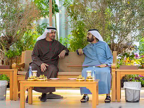 UAE President meets with Mohammed bin Rashid at Al Marmoom in Dubai