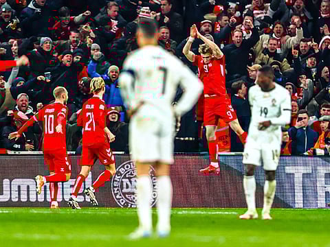 Ronaldo watches on as Hojlund celebrates