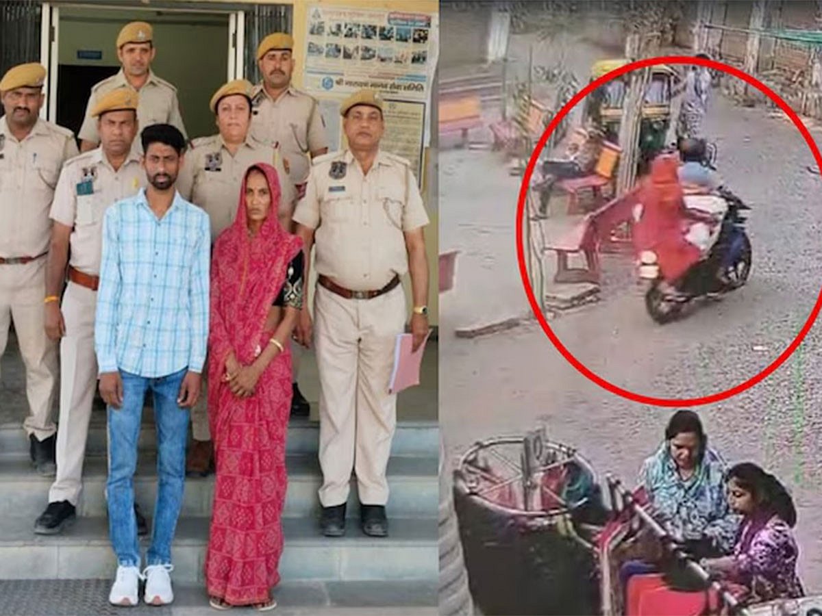 The assailants carrying the body on a bike.