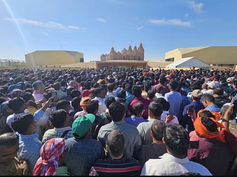 Over 60,000 people waited outside the BAPS Hindu Mandir in Abu Dhabi during the last Eid weekend.