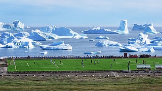 A football field in Greenland. Over the weekend, US President Donald Trump remarked aboard Air Force One that the US "needs Greenland from the standpoint of national security" and criticised Denmark's ability to protect it. 