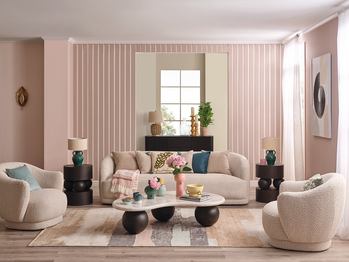 Homes r Us creates a dreamy living room with sugar sweet pastels