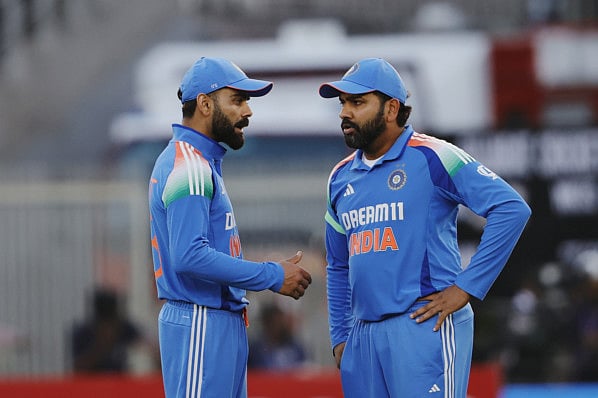 Rohit Sharma (c) of India and Virat Kohali of India during the 3rd ODI match between India and England held at the Narendra Modi Stadium, Ahmedabad, India on the 12th February 2025.