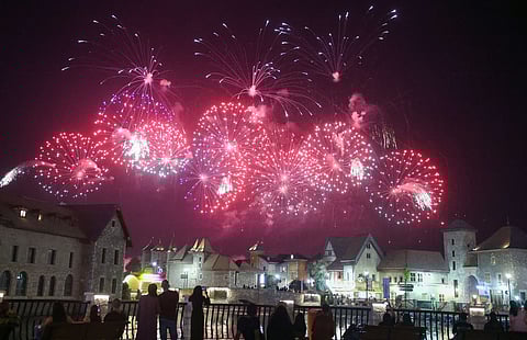 Fireworks during Eid celebrations at the Dubai Parks and Resorts.