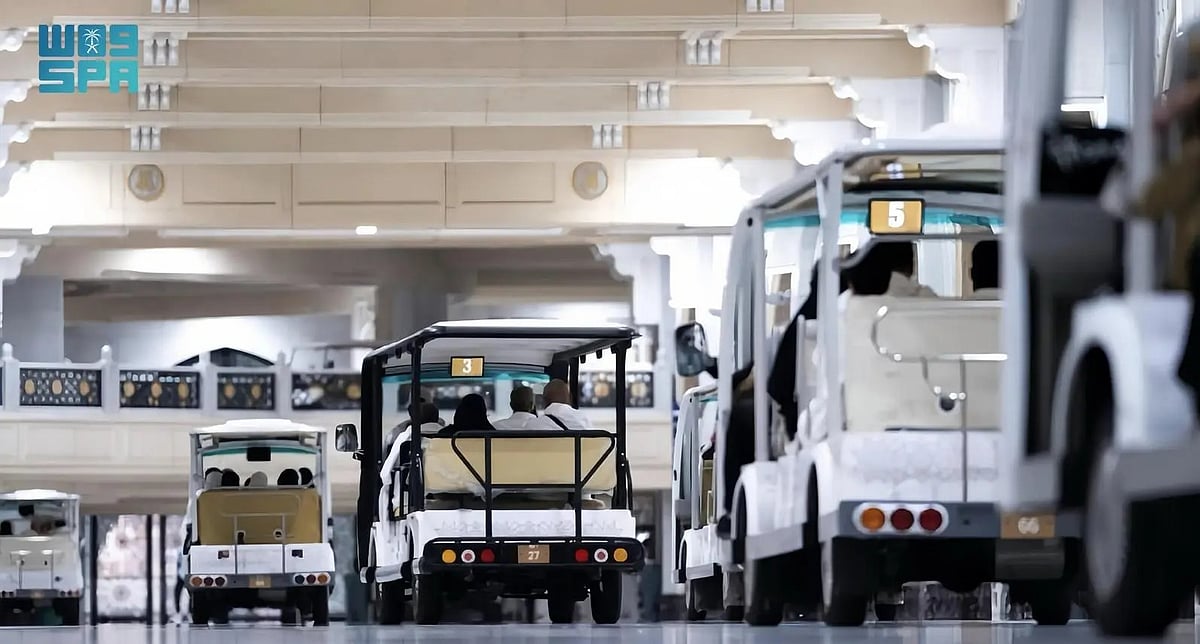 Saudi authorities allocated electric golf carts to serve the elderly and the physically challenged worshippers during the Islamic holy month of Ramadan. 