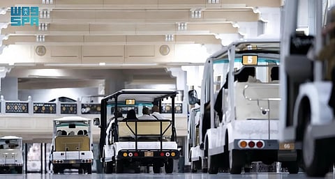 Saudi authorities allocated electric golf carts to serve the elderly and the physically challenged worshippers during the Islamic holy month of Ramadan. 