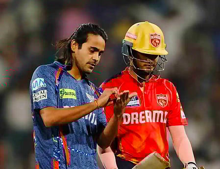 Lucknow Super Giants spinner Digvesh Rathi reprimanded for his notebook send off to Punjab Kings opener Priyansh Arya.