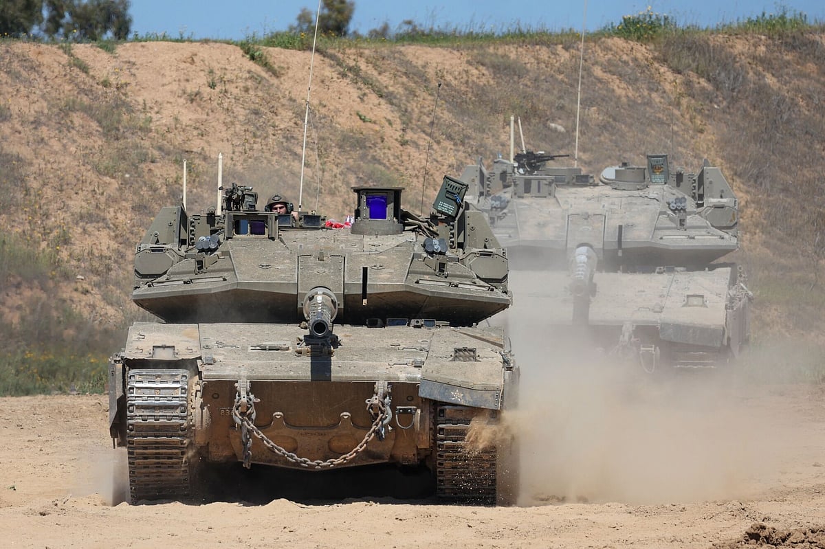 Israeli tanks at the border with northern Gaza in March.