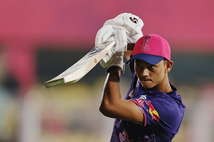 Yashasvi Jaiswal of Rajasthan Royals gearing up before an IPL match. The left-hander's move to Goa has become a big talking point.