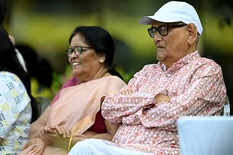 Chennai Super Kings' Mahendra Singh Dhoni's parents watch the Indian Premier League (IPL) Twenty20 cricket match against Delhi Capitals at the MA Chidambaram Stadium in Chennai on April 5.