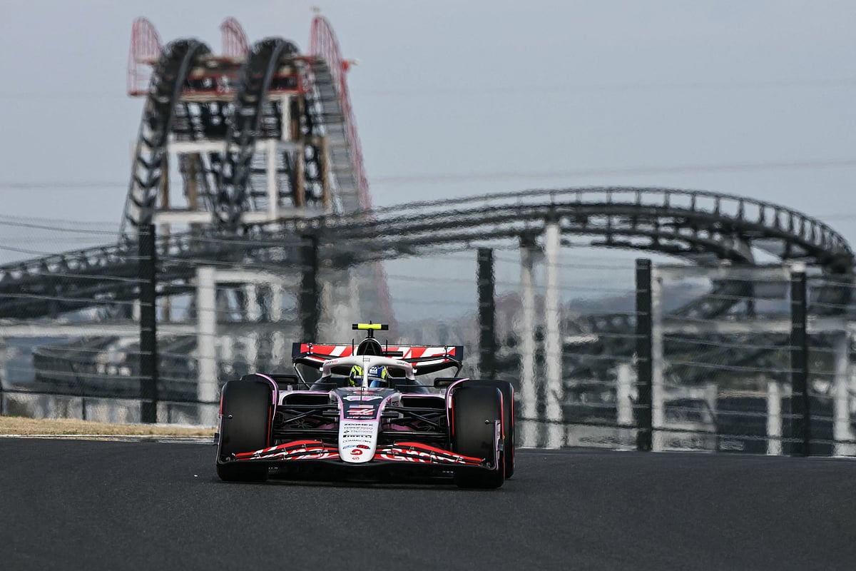 Haas F1 Team's British driver Oliver Bearman drives during the qualifying session of the Formula One Japanese Grand Prix at the Suzuka circuit in Suzuka.