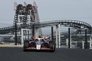 Haas F1 Team's British driver Oliver Bearman drives during the qualifying session of the Formula One Japanese Grand Prix at the Suzuka circuit in Suzuka.