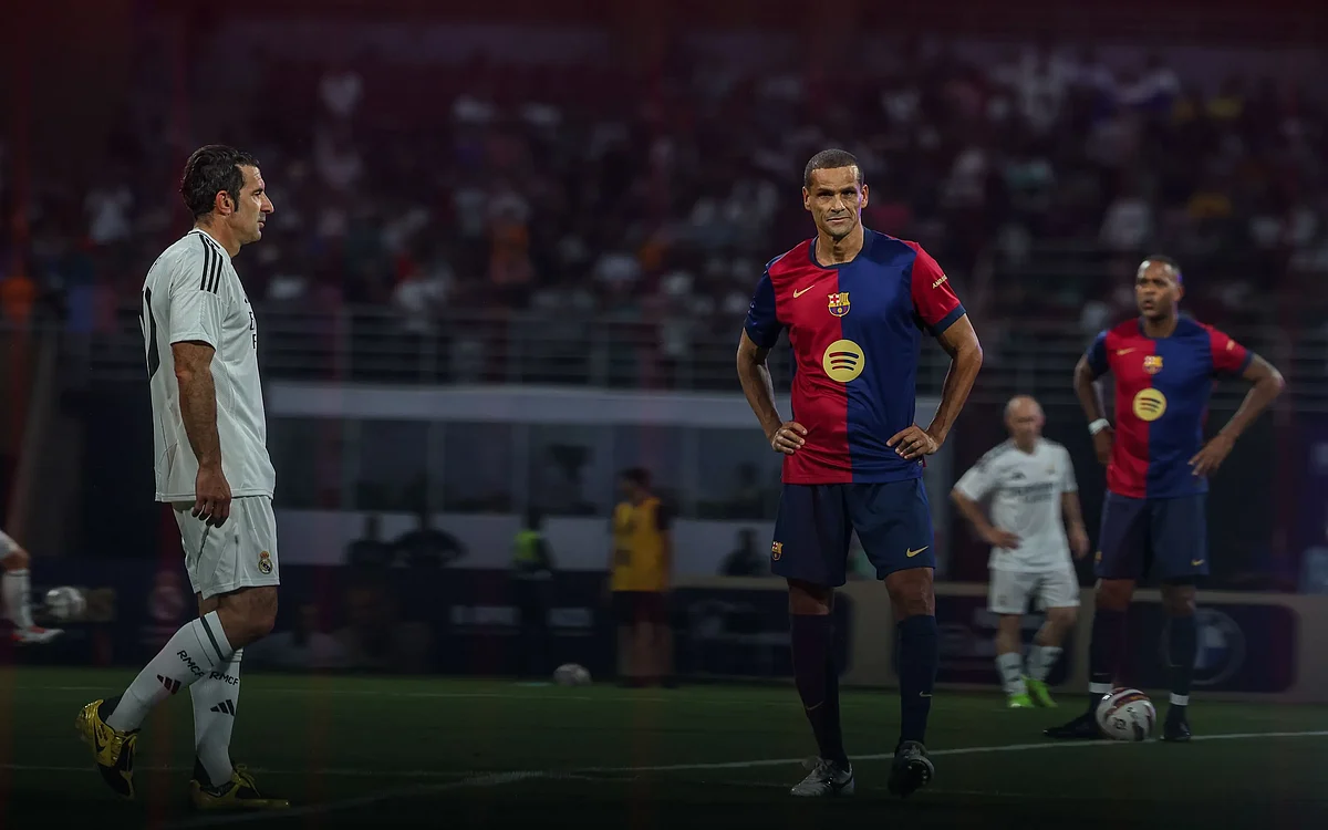 Luis Figo and Rivaldo were both in action