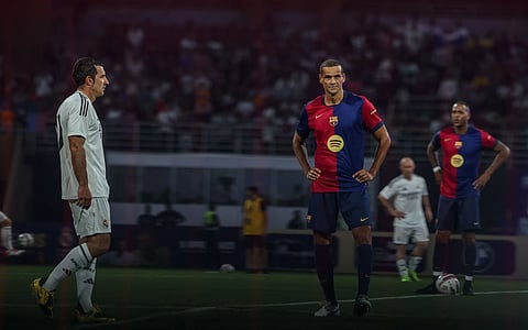 Luis Figo and Rivaldo were both in action