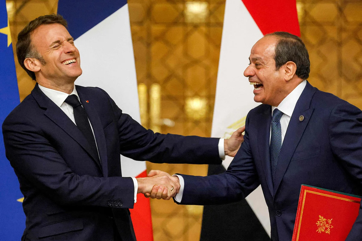Macron and Al Sissi in the Egyptian capital Cairo on Tuesday.