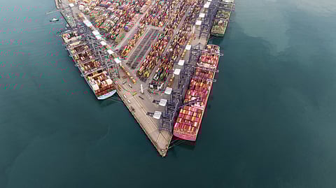 Yantian International Container Terminals. China is discussing frontloading stimulus to counter tariff hit. 