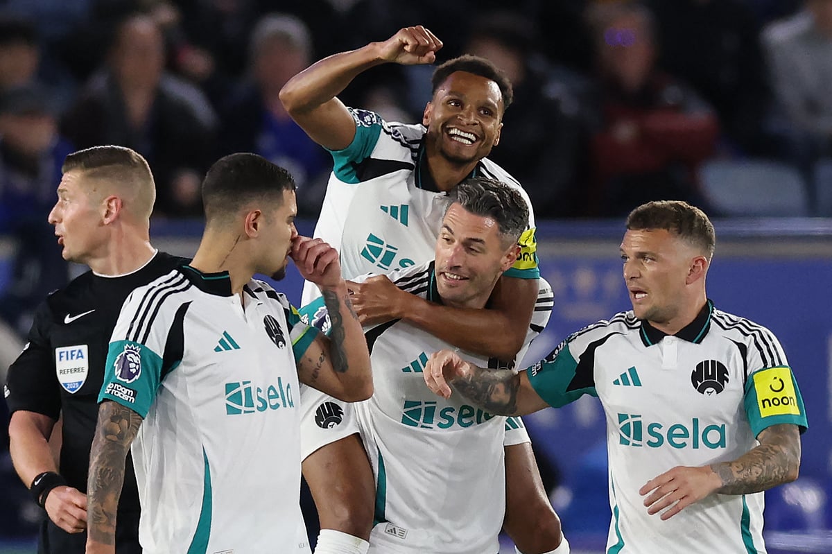 Jacob Murphy (C) celebrates scoring