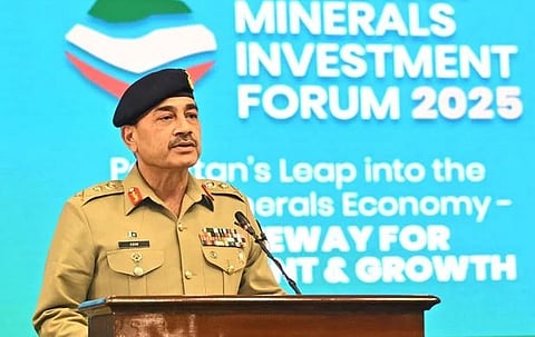 Pakistan Army Chief General Asim Munir addressing the Pakistan Minerals Investment Forum on Tuesday