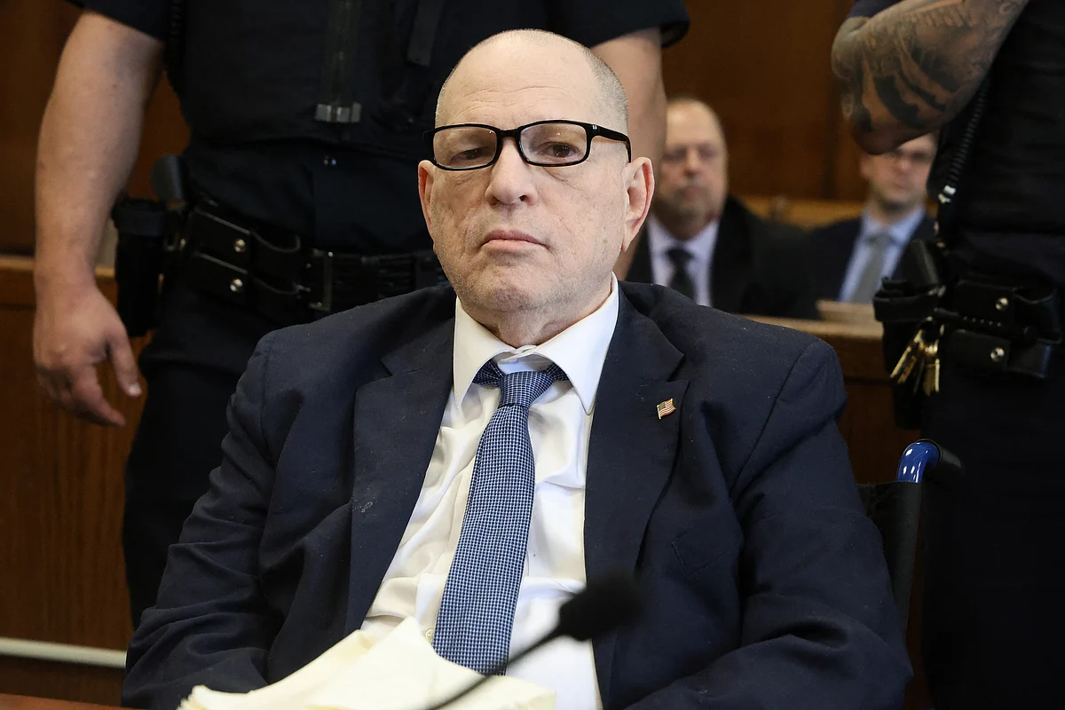 Former film producer Harvey Weinstein appears in State Supreme Court in Manhattan for a hearing on charges of criminal sexual abuse on April 9, 2025 in New York City.