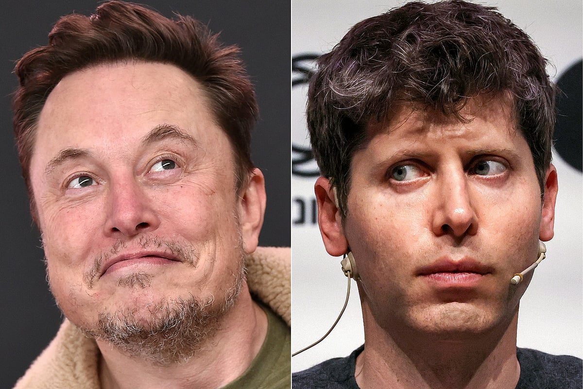 This combination of pictures created on February 11, 2025 shows (L-R) Elon Musk in Los Angeles, on February 3, 2024 and OpenAI CEO Sam Altman in Tel Aviv on June 5, 2023.
