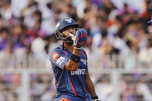 Nicholas Pooran of Lucknow Super Giants celebrating his half century during the Indian Premier League season 18.